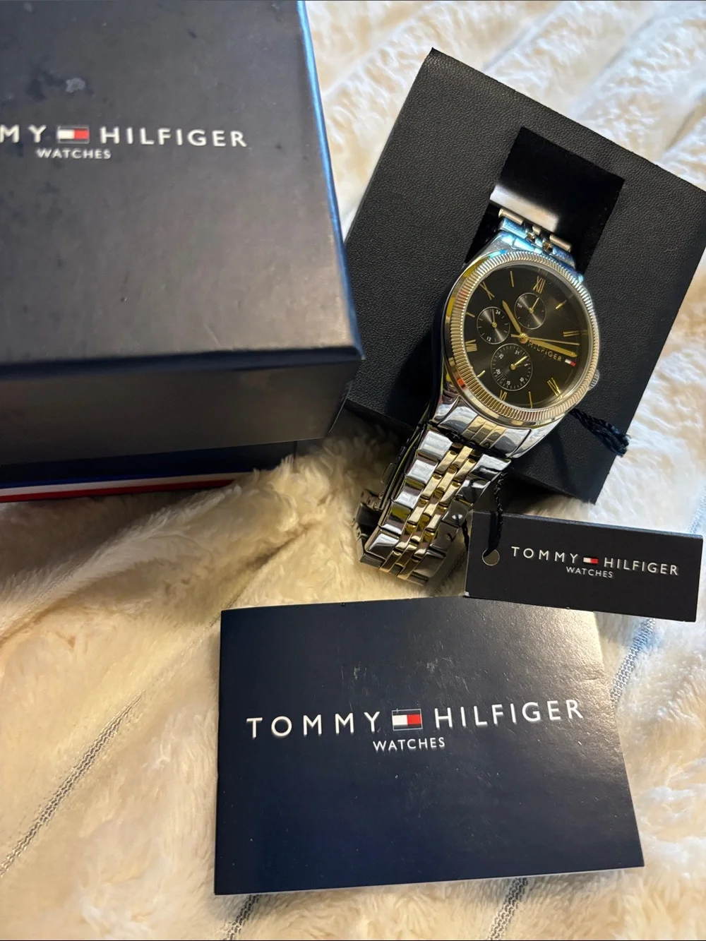 Tommy Hilfiger Two-Tone Men's Watch with Black Dial